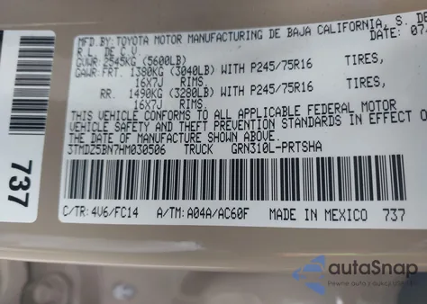 2017 Toyota Tacoma Sr5 V6 from USA, damaged, VIN 3TMDZ5BN7HM030506